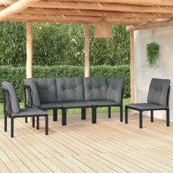 vidaXL Set mobilier de grădină, 5 piese, negru/gri, poliratan (3187736) - comfy