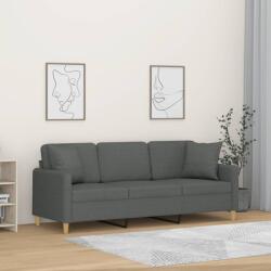 vidaXL Canapea cu 3 locuri cu pernuțe, gri închis, 180 cm, textil (3200918)