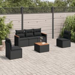vidaXL Set mobilier de grădină cu perne, 6 piese, negru, poliratan (3225852)
