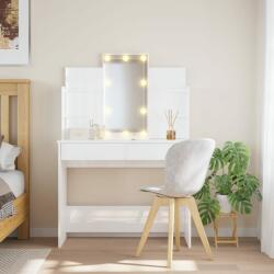 vidaXL Masă de toaletă cu LED-uri, alb extralucios, 96x40x142 cm (837896) - comfy