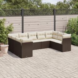 vidaXL Set canapele de grădină cu perne, 9 piese, maro, poliratan (3249972)