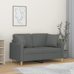 vidaXL Canapea cu 2 locuri cu pernuțe, gri închis, 120 cm, textil (3200902) Canapea