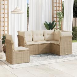 vidaXL Set canapele de grădină cu perne, 5 piese, bej, poliratan (3249477)