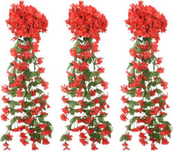 vidaXL Ghirlande de flori artificiale, 3 buc. , roșu, 85 cm (359053)