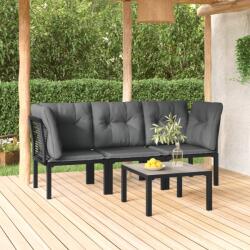 vidaXL Set mobilier de grădină, 4 piese, negru și gri, poliratan (362803) - comfy