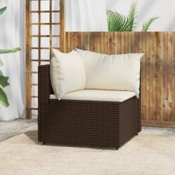 vidaXL Canapea de colț cu pernă de grădină, maro, poliratan (319745) - comfy