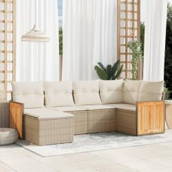 vidaXL Set canapele de grădină cu perne, 6 piese, bej, poliratan (3227857)