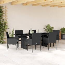 vidaXL Set mobilier de grădină cu perne, 7 piese, negru, poliratan (3213506)