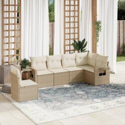 vidaXL Set canapele de grădină cu perne, 6 piese, bej, poliratan (3220227)