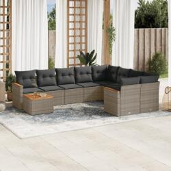 vidaXL Set mobilier de grădină cu perne, 10 piese, gri, poliratan (3226319)