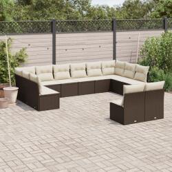 vidaXL Set canapele de grădină cu perne, 12 piese, maro, poliratan (3250212)