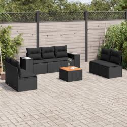 vidaXL Set mobilier de grădină cu perne, 8 piese, negru, poliratan (3225397)