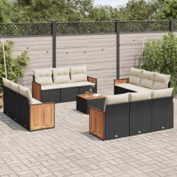 vidaXL Set mobilier de grădină cu perne, 13 piese, negru, poliratan (3227519)
