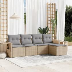 vidaXL Set canapele de grădină cu perne, 5 piese, bej, poliratan (3252426)