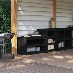 vidaXL Dulapuri de bucătărie de exterior, 2buc. , negru, lemn masiv pin (3196132)