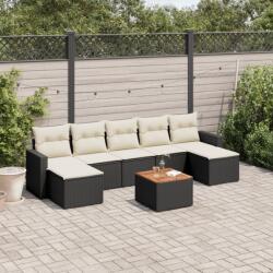 vidaXL Set mobilier de grădină cu perne, 8 piese, negru, poliratan (3256581)