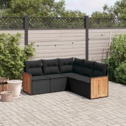 vidaXL Set mobilier de grădină cu perne, 5 piese, negru, poliratan (3227637)