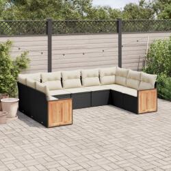 vidaXL Set mobilier de grădină cu perne, 9 piese, negru, poliratan (3260355)