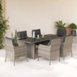 vidaXL Set mobilier de grădină cu perne, 7 piese gri deschis poliratan (3211890)