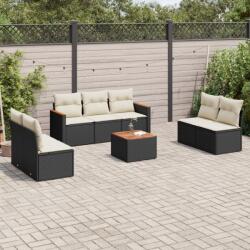 vidaXL Set mobilier de grădină cu perne, 8 piese, negru, poliratan (3225881)