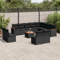 vidaXL Set mobilier de grădină cu perne, 13 piese, negru, poliratan (3226475)
