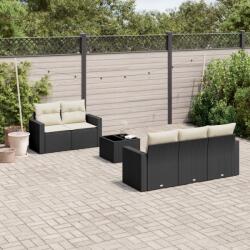vidaXL Set mobilier de grădină cu perne, 6 piese, negru, poliratan (3251033)