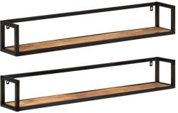 vidaXL Rafturi de perete 2 buc. 110x17x17 cm lemn masiv mango și fier (353792)