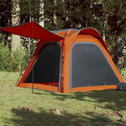 vidaXL Cort camping 4 persoane gri/portocaliu 240x221x160cm tafta 185T (94358)