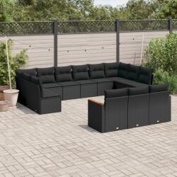 vidaXL Set mobilier de grădină cu perne, 13 piese, negru, poliratan (3226454)