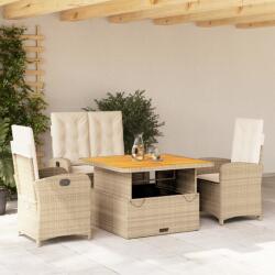 vidaXL Set canapele de grădină, 4 piese, cu perne, bej, poliratan (3277356)