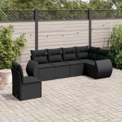 vidaXL Set mobilier de grădină cu perne, 6 piese, negru, poliratan (3221424)
