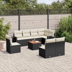 vidaXL Set mobilier de grădină cu perne, 9 piese, negru, poliratan (3256931)