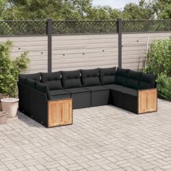 vidaXL Set mobilier de grădină cu perne, 9 piese, negru, poliratan (3260354)