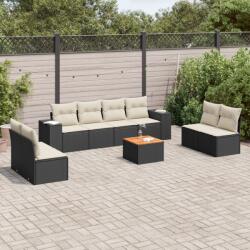 vidaXL Set mobilier de grădină cu perne, 9 piese, negru, poliratan (3257736)