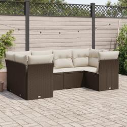 vidaXL Set canapele de grădină cu perne, 6 piese, maro, poliratan (3249952)