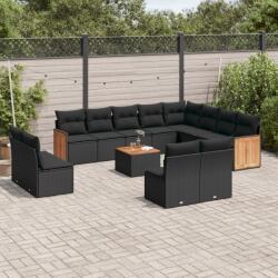vidaXL Set mobilier de grădină cu perne, 13 piese, negru, poliratan (3228155)
