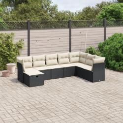 vidaXL Set mobilier de grădină cu perne, 8 piese, negru, poliratan (3263272)