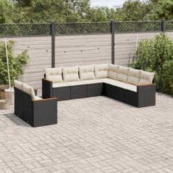 vidaXL Set mobilier de grădină cu perne, 9 piese, negru, poliratan (3258500)