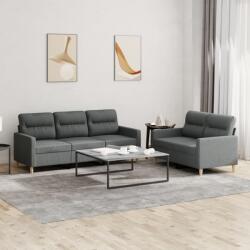 vidaXL Set de canapele cu perne, 2 piese, gri închis, textil (3201601)