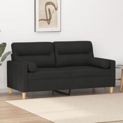 vidaXL Canapea cu 2 locuri cu pernuțe, negru, 140 cm, textil (3200825) Canapea