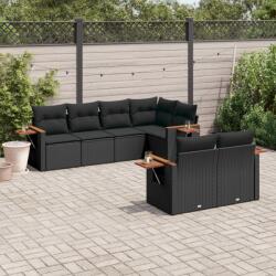 vidaXL Set canapele de grădină cu perne, 7 piese, negru, poliratan (3259381)