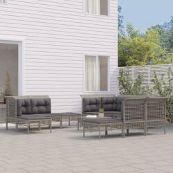 vidaXL Set mobilier de grădină cu perne, 11 piese, gri, poliratan (3187576) - comfy