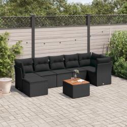 vidaXL Set mobilier de grădină cu perne, 8 piese, negru, poliratan (3256083)