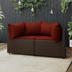 vidaXL Canapele de colț de grădină cu perne, 2 buc. , maro, poliratan (319822) - comfy