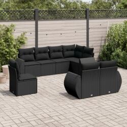 vidaXL Set mobilier de grădină cu perne, 8 piese, negru, poliratan (3253972)