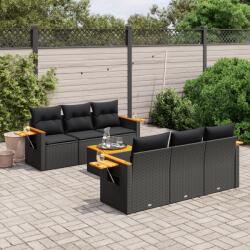 vidaXL Set canapele de grădină cu perne, 7 piese, negru, poliratan (3259031)