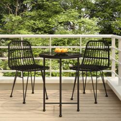vidaXL Set mobilier de grădină, 3 piese, negru, poliratan (3157836) - comfy