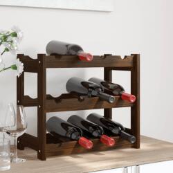 vidaXL Suport sticle de vin, 12 sticle, maro, lemn masiv de pin (373388)