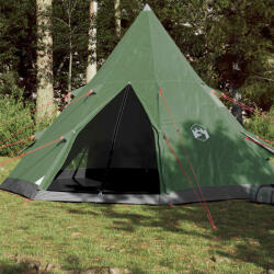 vidaXL Cort de camping 4 persoane, verde, 367x367x259 cm, tafta 185T (94380) Cort