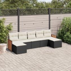 vidaXL Set canapele de grădină cu perne, 7 piese, negru, poliratan (3227911)